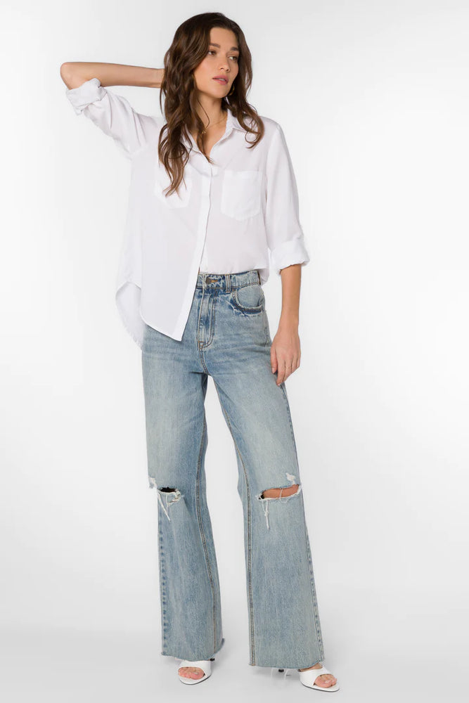 Riley Rolled Tab Sleeve Collared Top