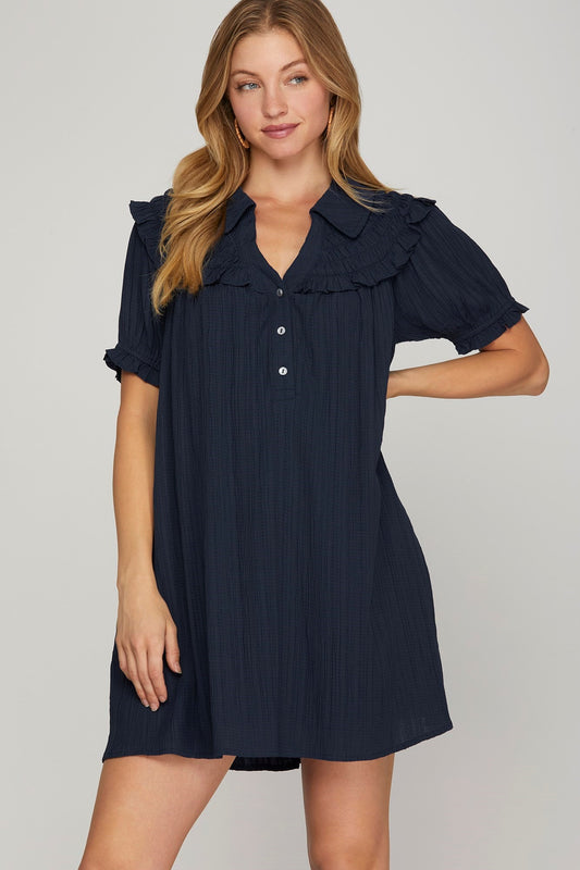 Lainey Short Sleeve Ruffled Mini Dress