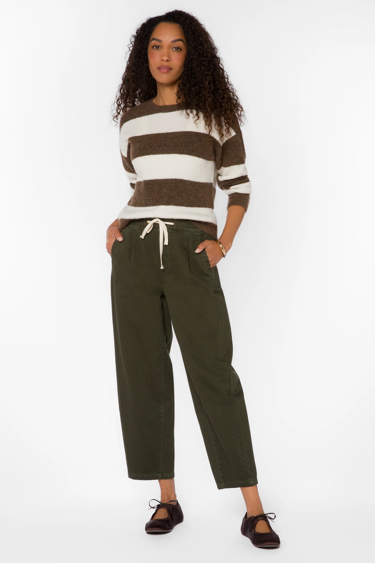 Toni Drawstring Olive Green Pant