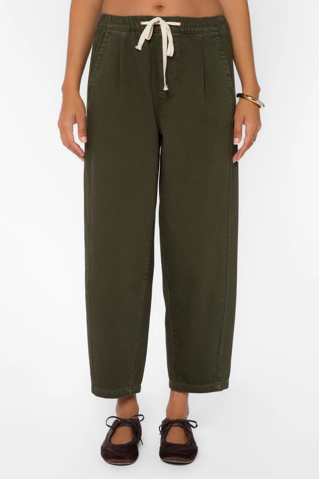 Toni Drawstring Olive Green Pant