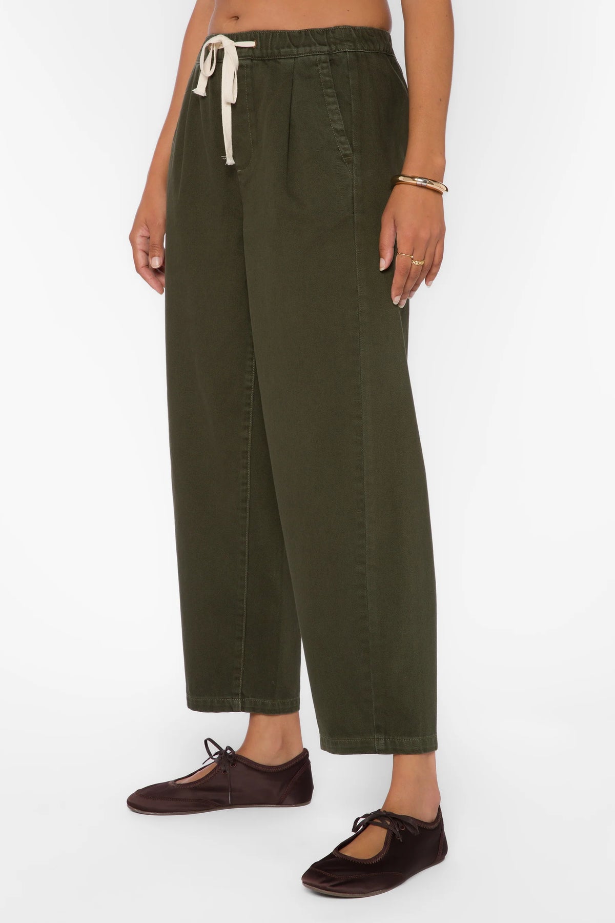 Toni Drawstring Olive Green Pant