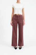 High Rise Wide Leg Brown Pants