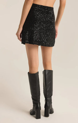 Black Sequin Mini Skirt