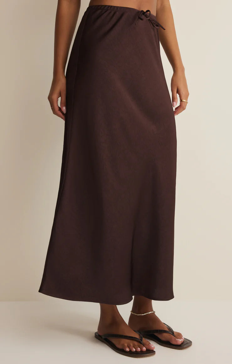 Viva Satin Skirt/Chocolate Brown