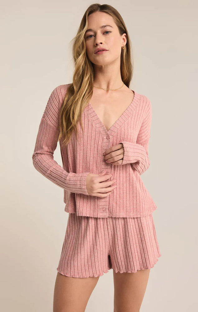 Mara Long Sleeve Cardigan Top in Rosebud