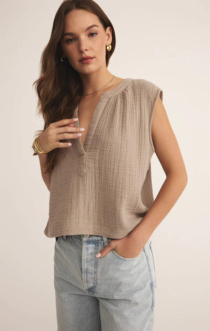Cliffside V Neck Airy Gauze Top