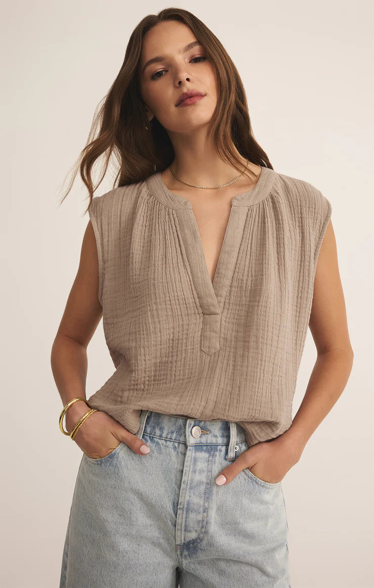 Cliffside V Neck Airy Gauze Top