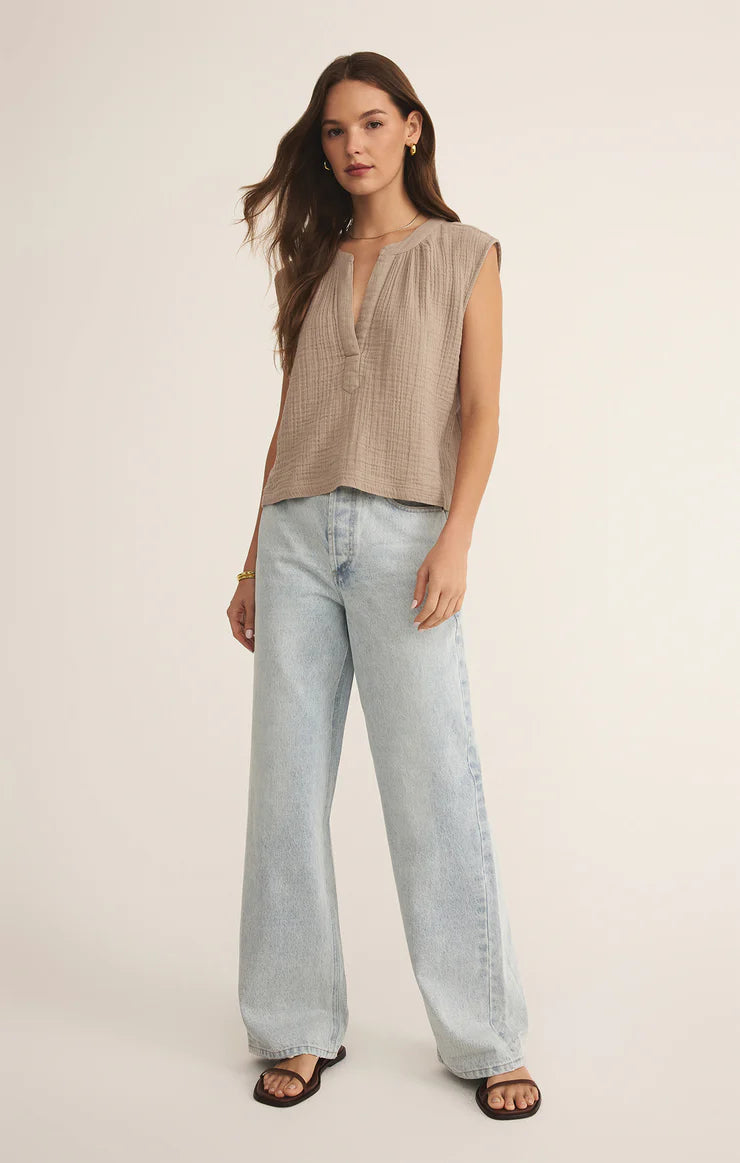 Cliffside V Neck Airy Gauze Top