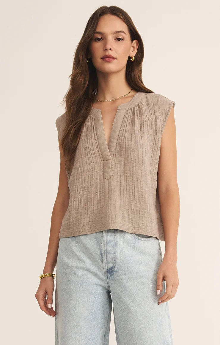 Cliffside V Neck Airy Gauze Top