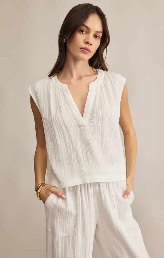 Cliffside V Neck Airy Gauze Top