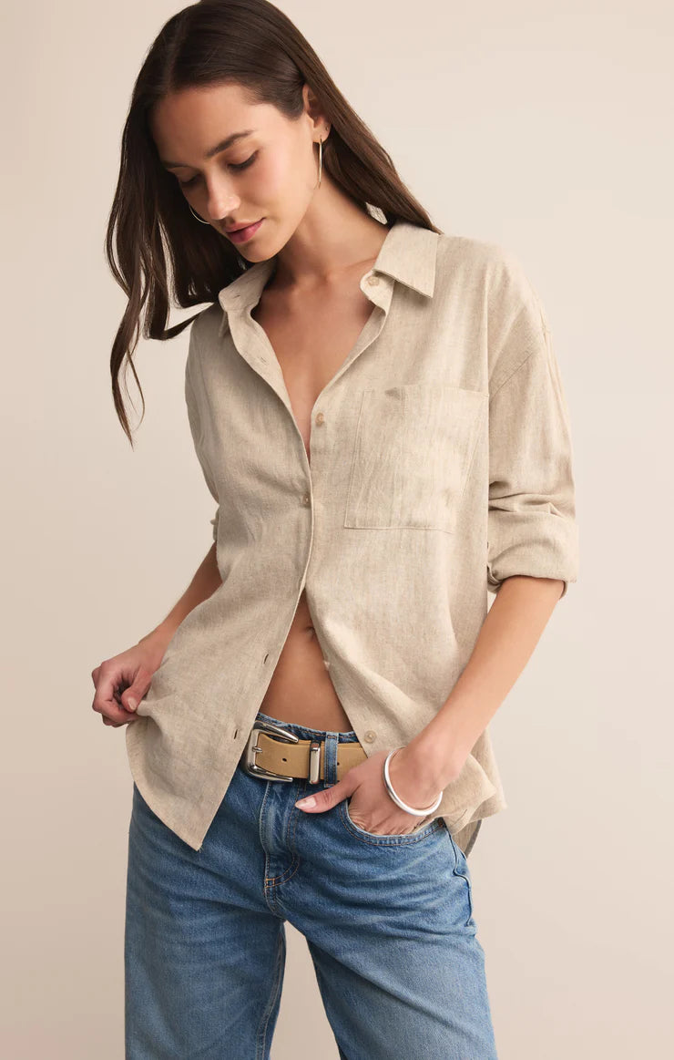 Alfie Linen Button Up Top