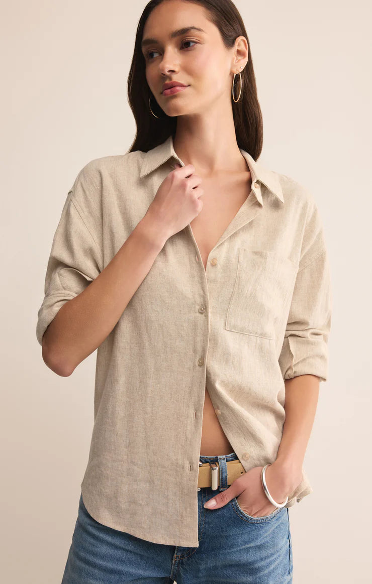 Alfie Linen Button Up Top