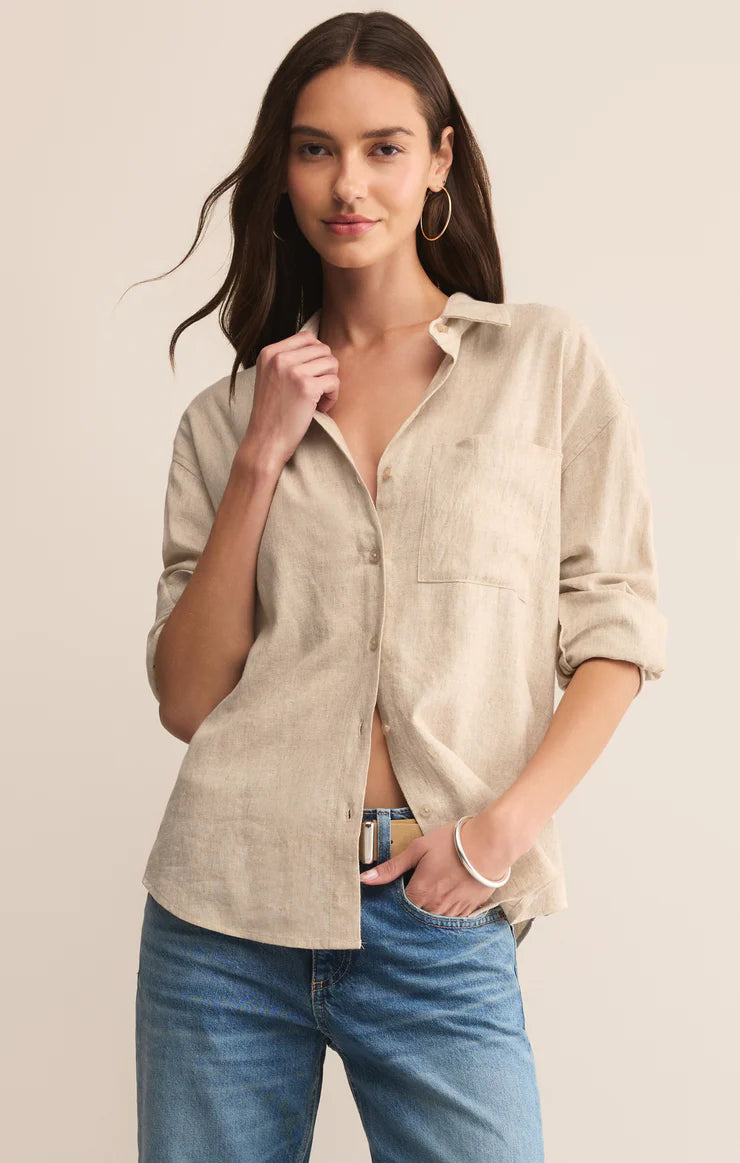 Alfie Linen Button Up Top