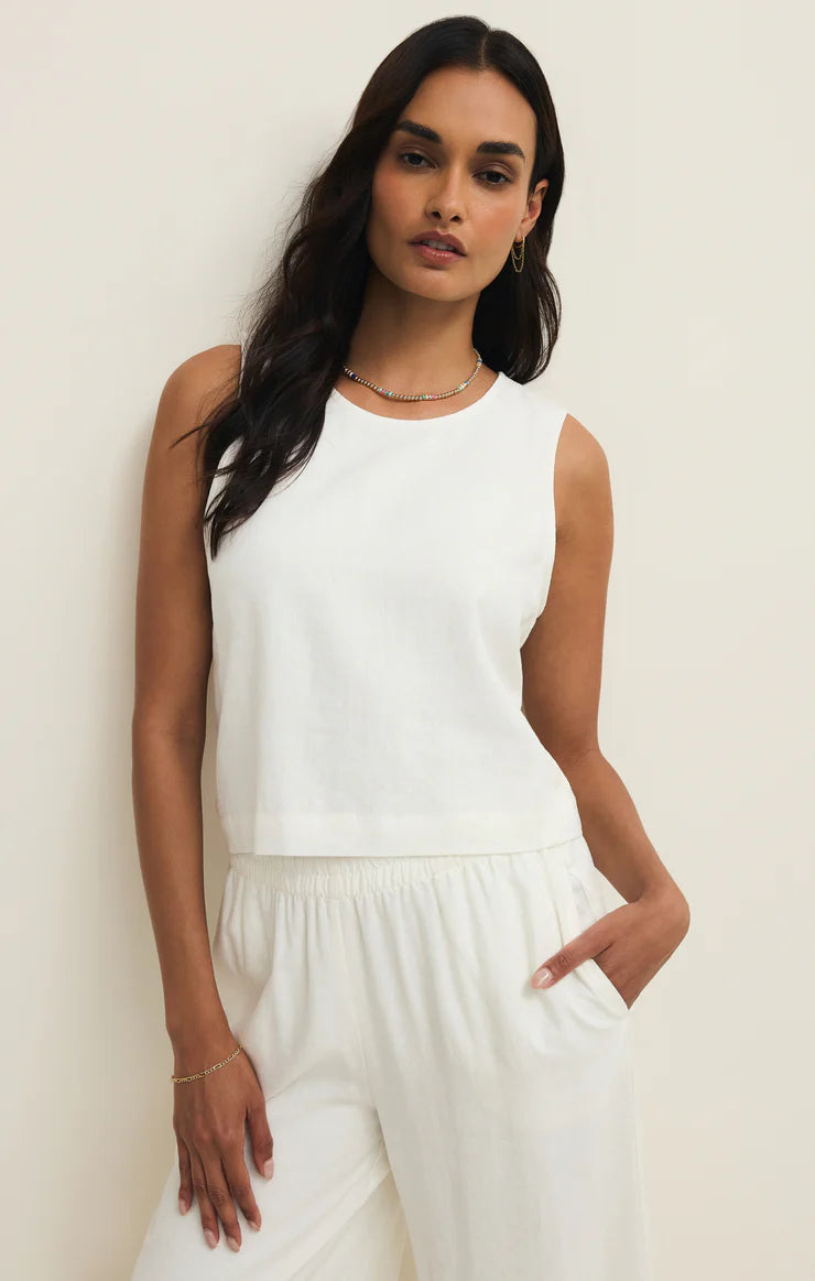 Sloane Linen Cropped Tank Top