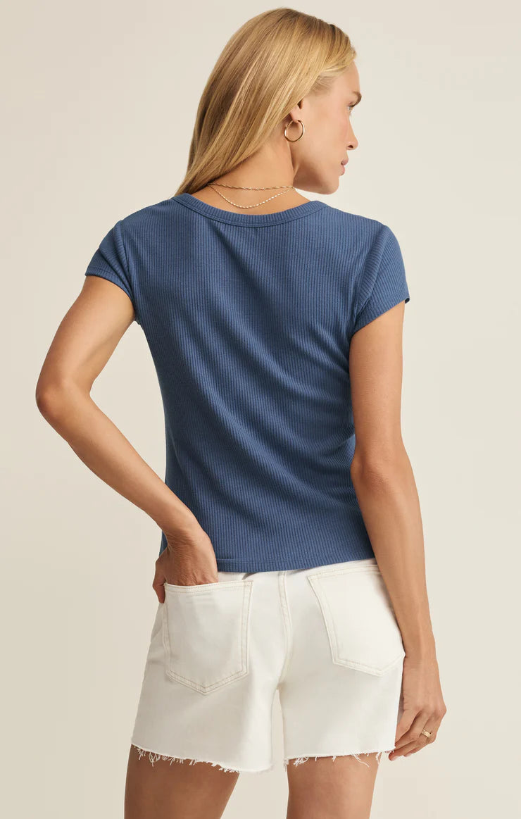 Ava Scoop Neck Tee/Blue