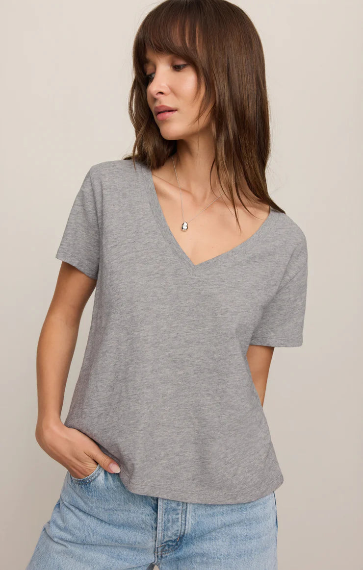 Nomad Slub V neck Tee-Grey