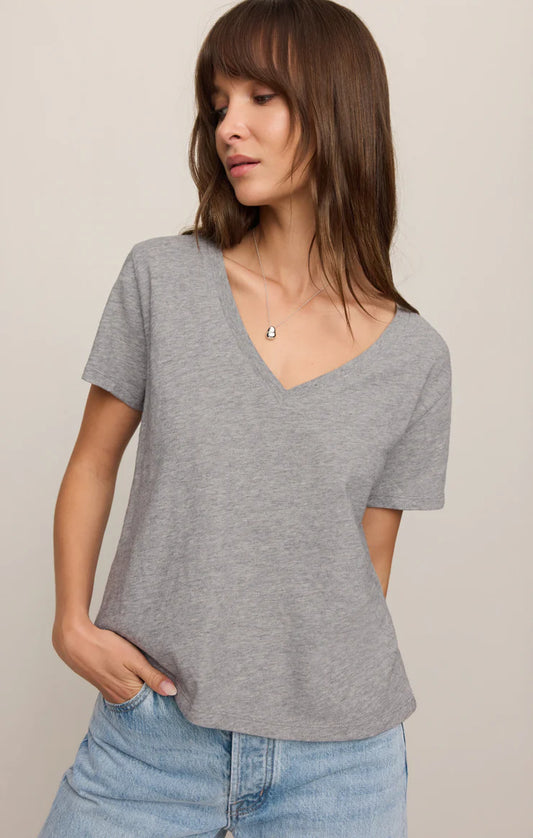 Nomad Slub V neck Tee-Grey