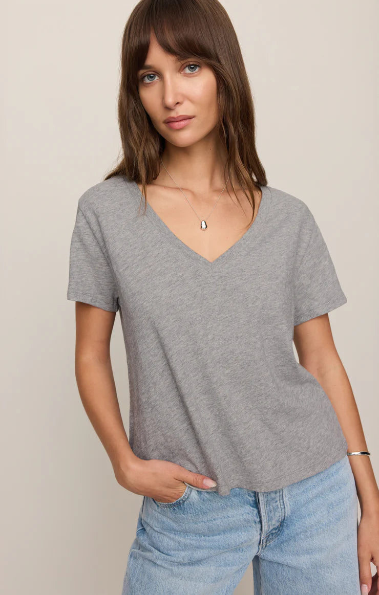 Nomad Slub V neck Tee-Grey