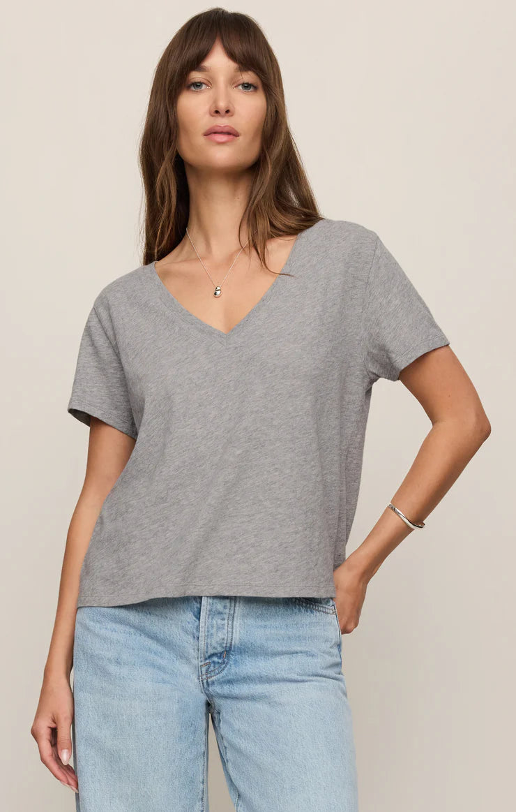 Nomad Slub V neck Tee-Grey