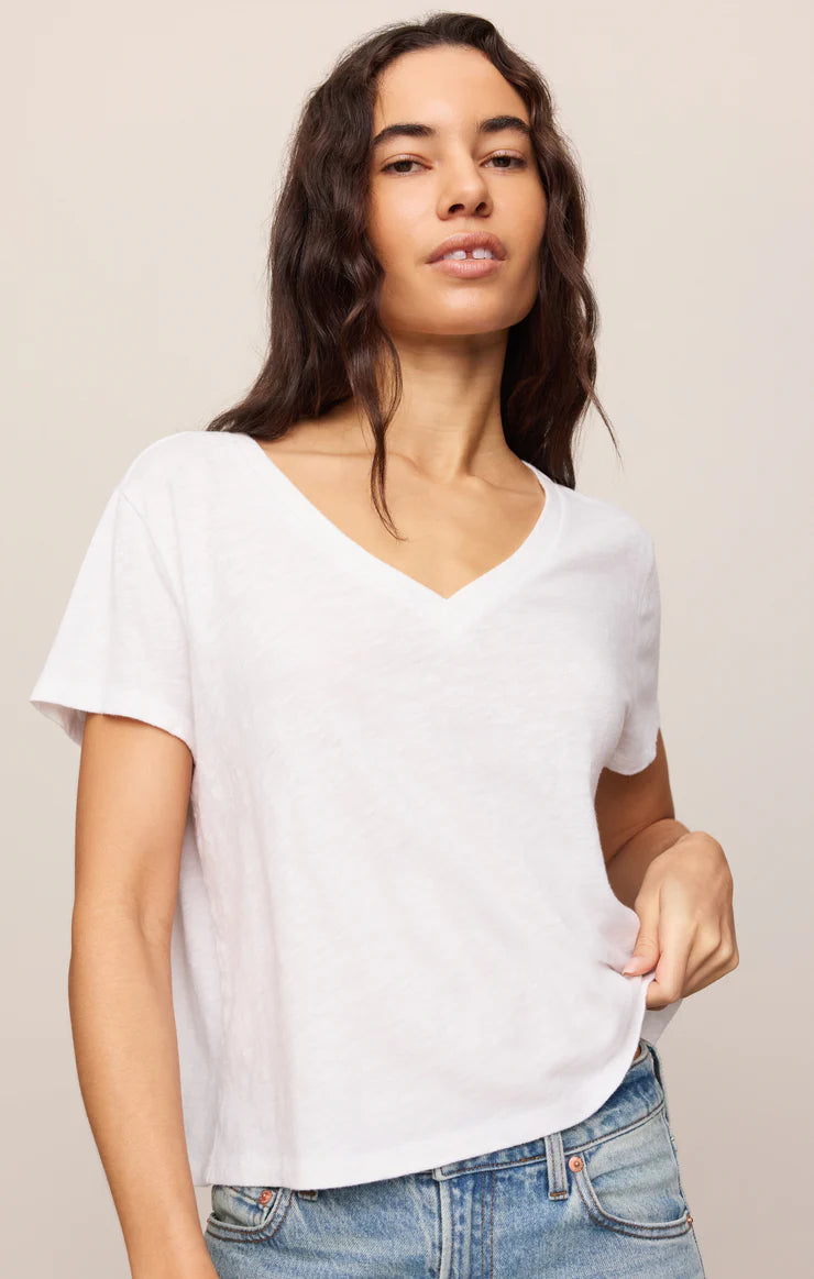 Nomad Slub V-Neck Tee-White