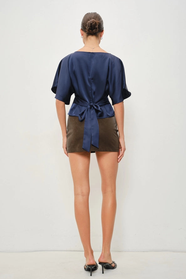 Darla Satin Flutter Sleeve
