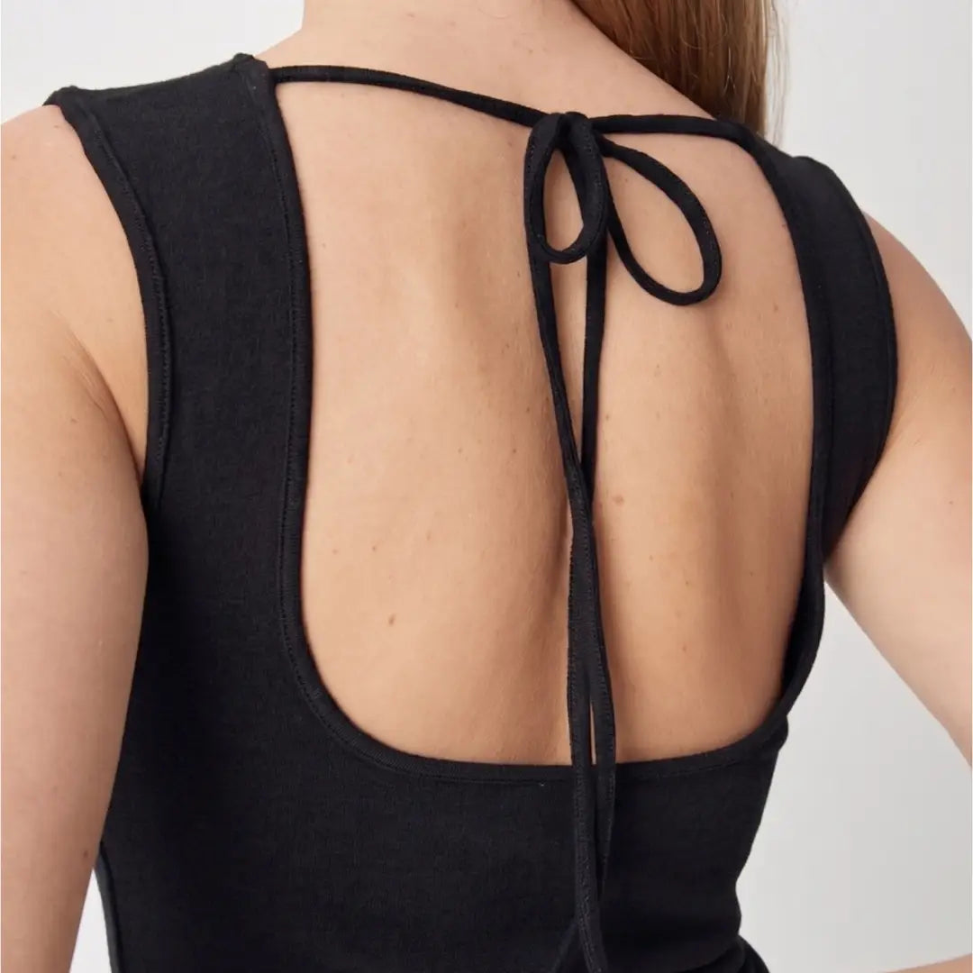 Suzy Cowl Neck Tank Top w/ Scoop Back Detail/Blk