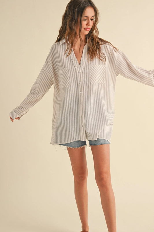 Campbell Striped Button Down Top