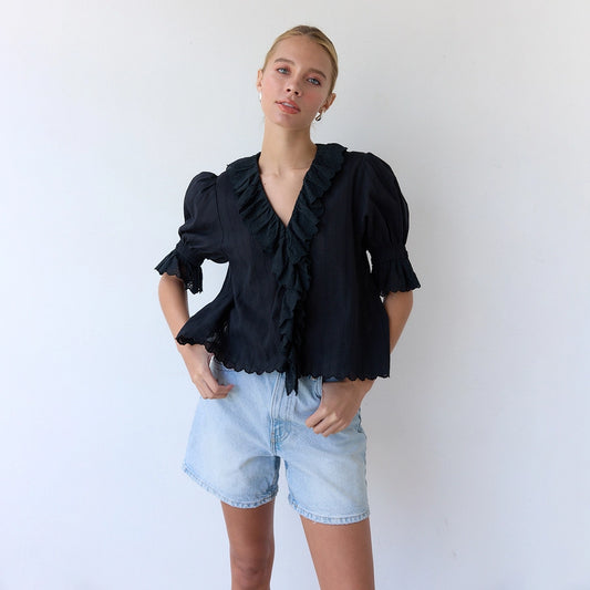 Joanna V Neck Ruffle Top