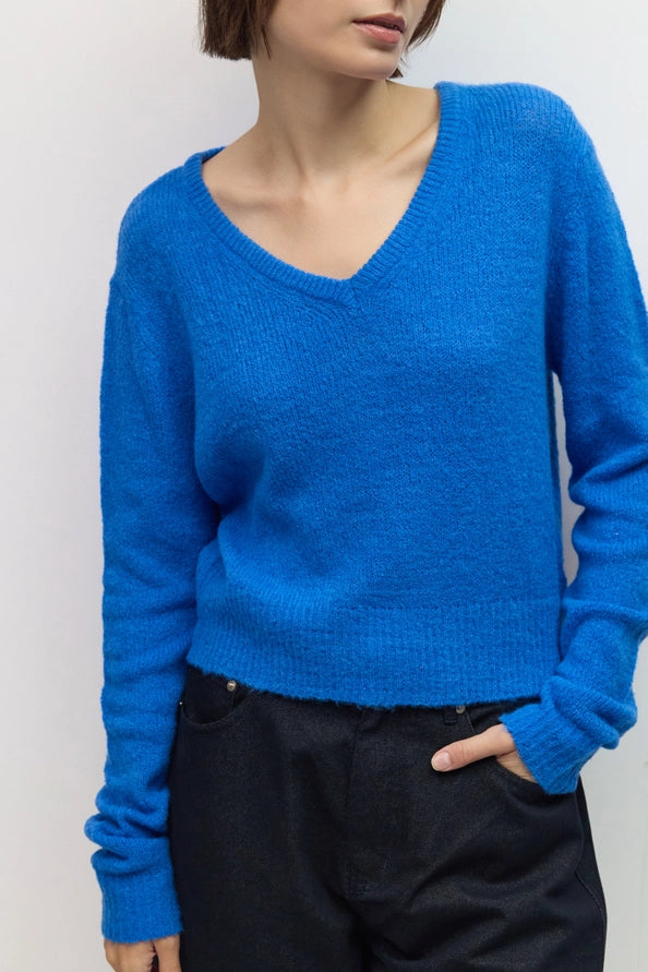 August Blue V neck Sweater