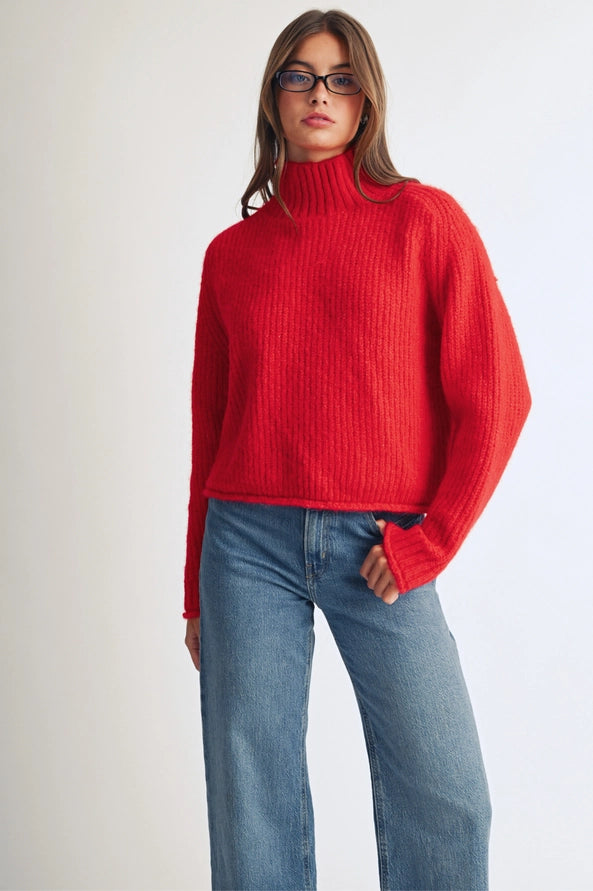 Charlie Soft brushed mockneck red