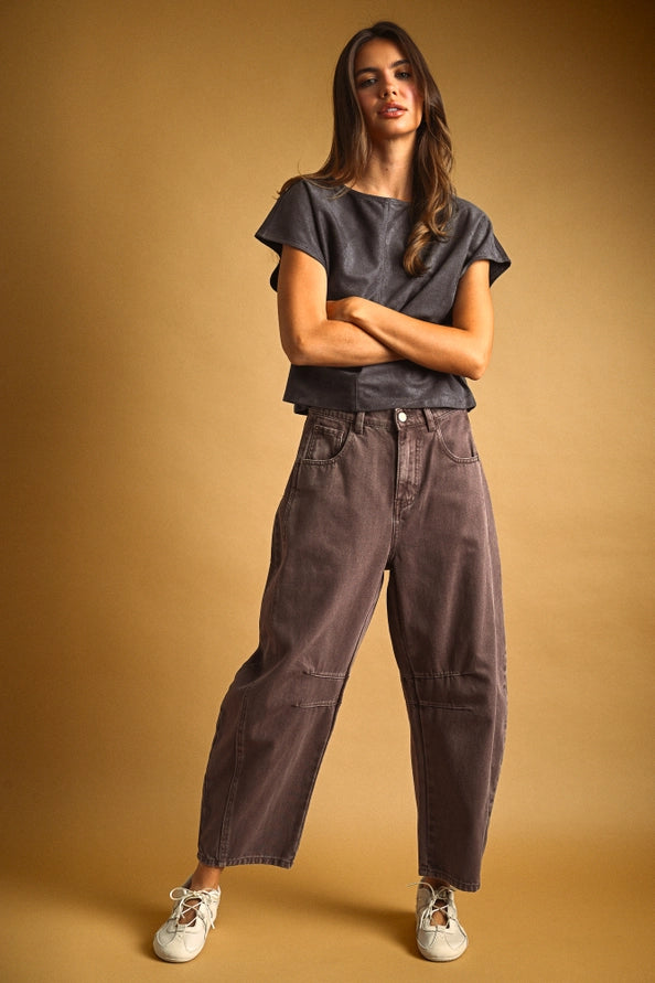 Olivia Brown Barrel Pants