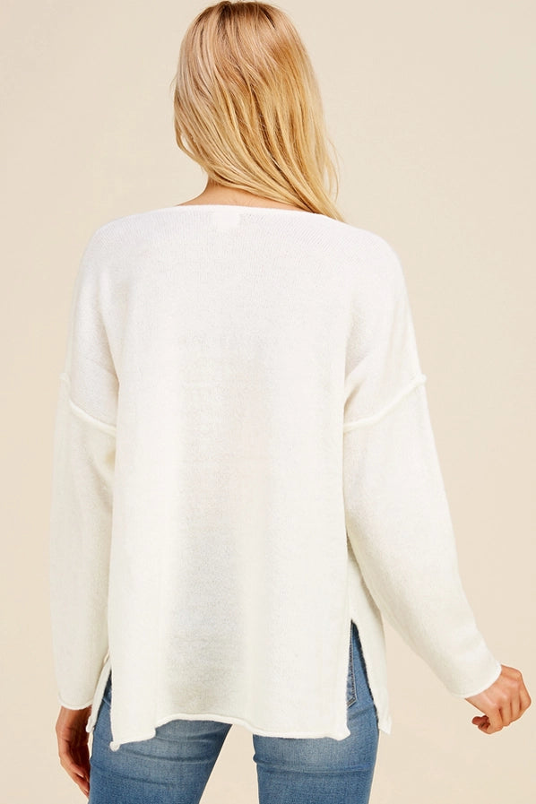 Lillian Ivory V Neck Sweater