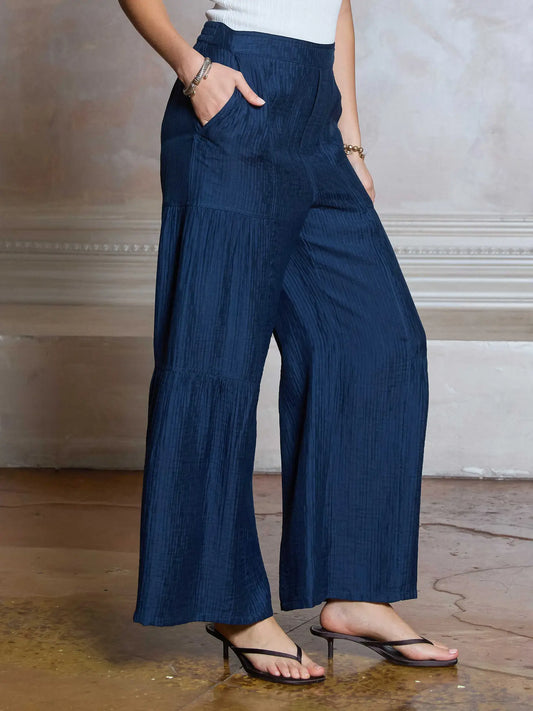 Savannah Navy Tiered Wide Leg Pants