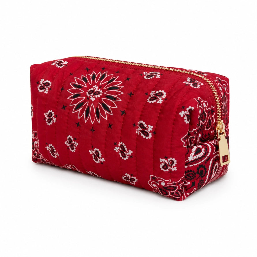 Bandana Cosmetic Case, Everyday Travel Pouch/Red