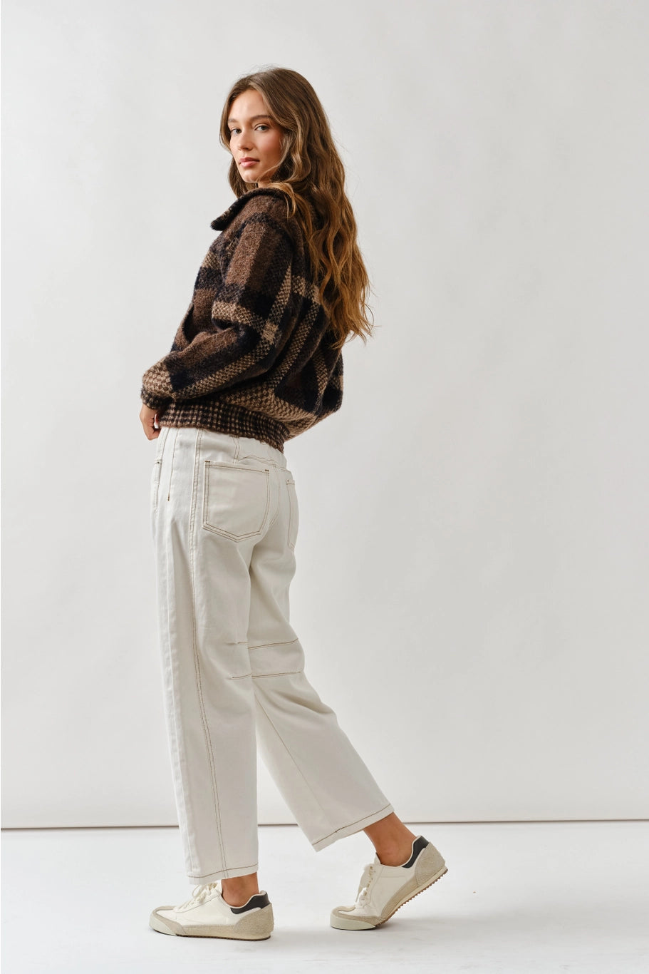 Kendra Plaid Button up Sweater