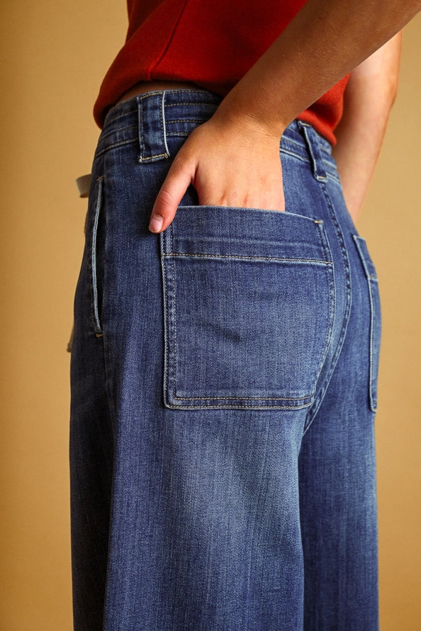 Sally Dark Wash Tie Front Denim