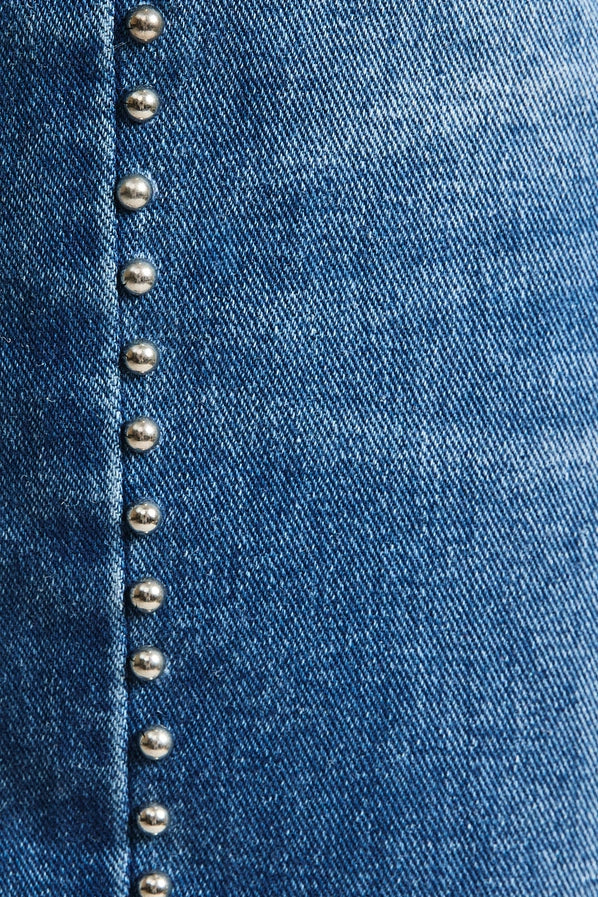 Riley Mid Rise Denim Pants with Stud Detail