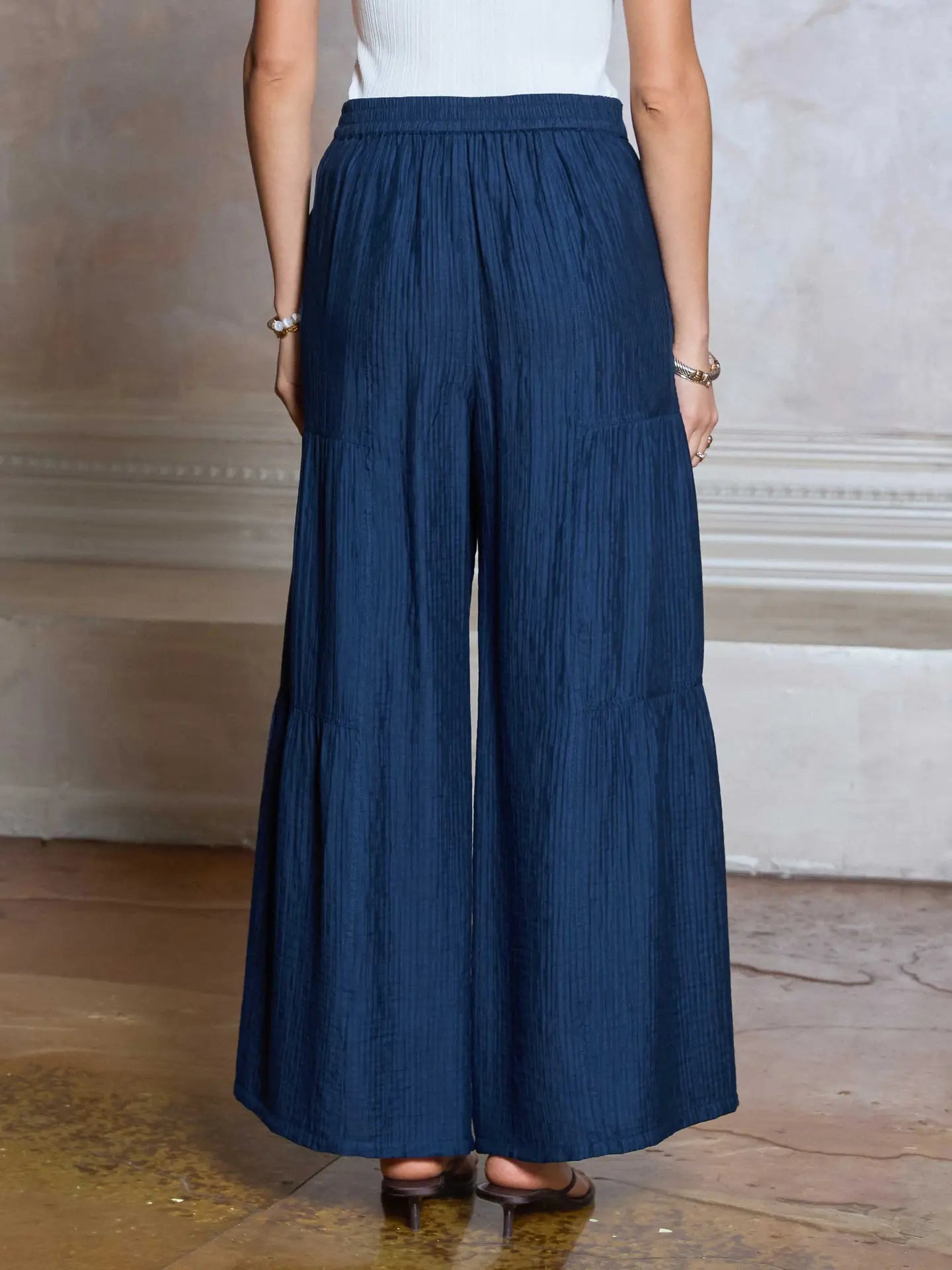 Savannah Navy Tiered Wide Leg Pants