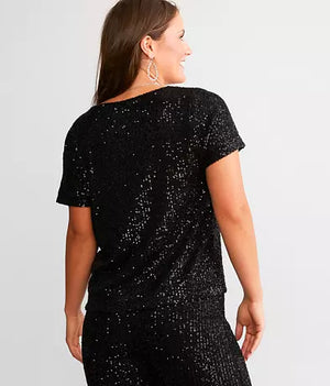 Marbella Sequin V neck Top