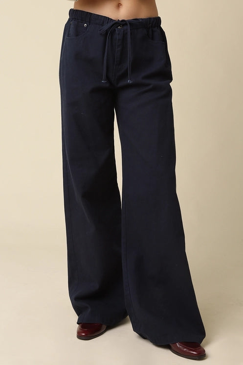 Kaylyn Drawstring Wide Leg Pant/Dk.Navy