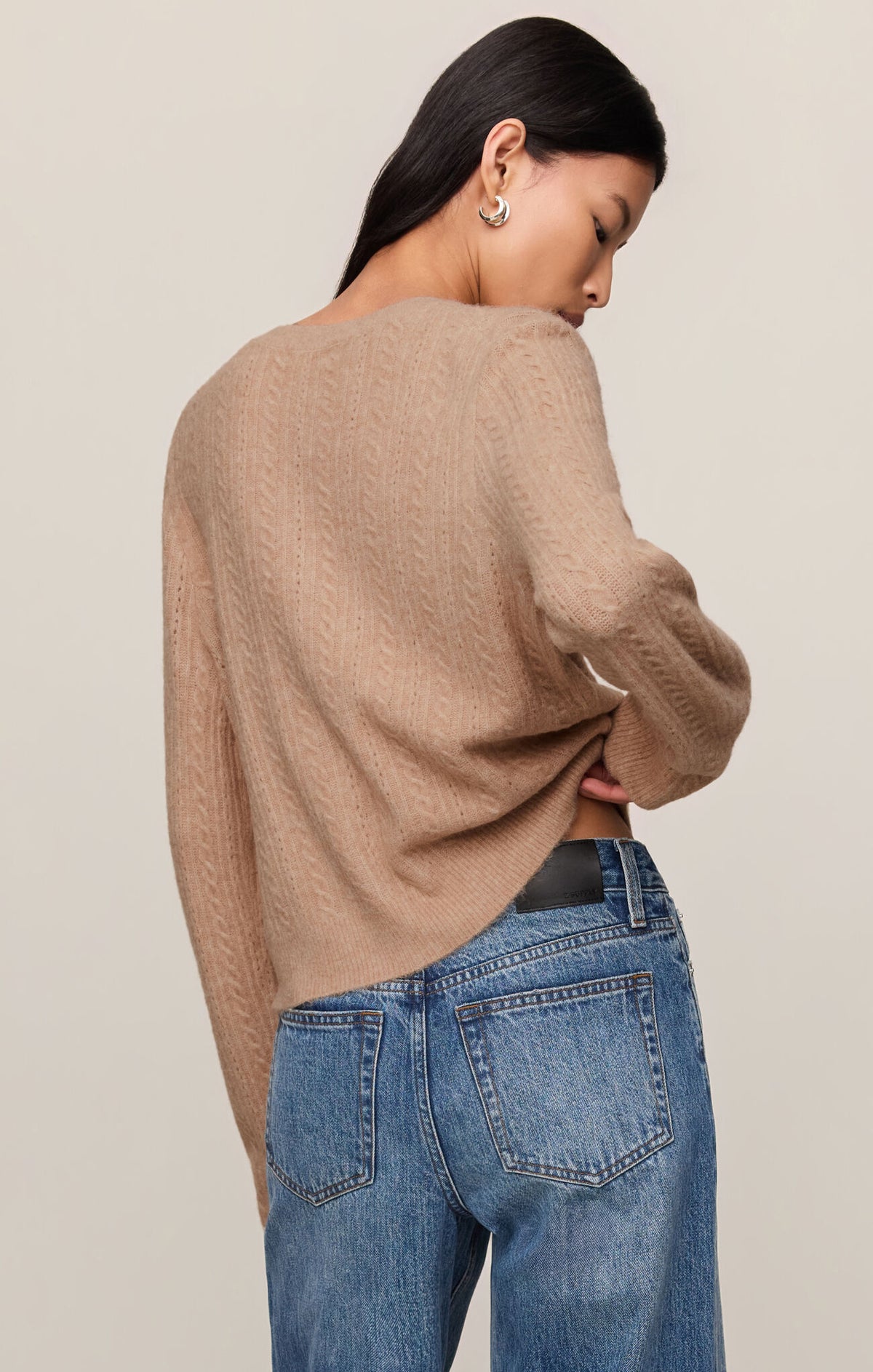 Medina Pointelle Cardigan/Tan