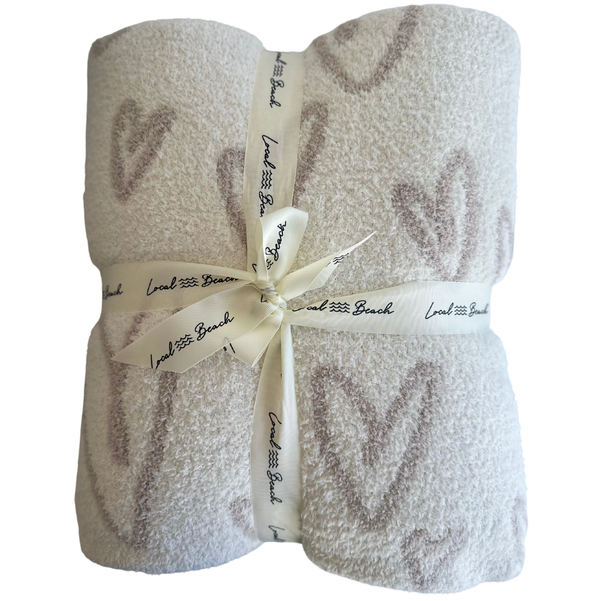 Local Beach Love Collection Heart Luxe Home Blanket: Black/Cream