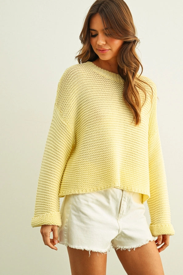 Nadia Light Weight Knit Sweater Top/Butter Yellow