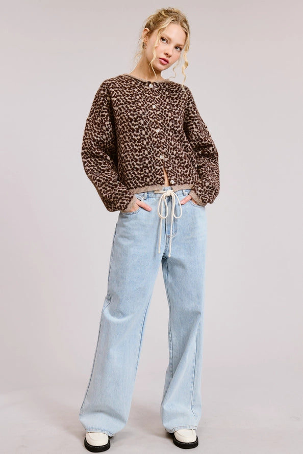 Izzy Cheetah Print Knit Cardigan