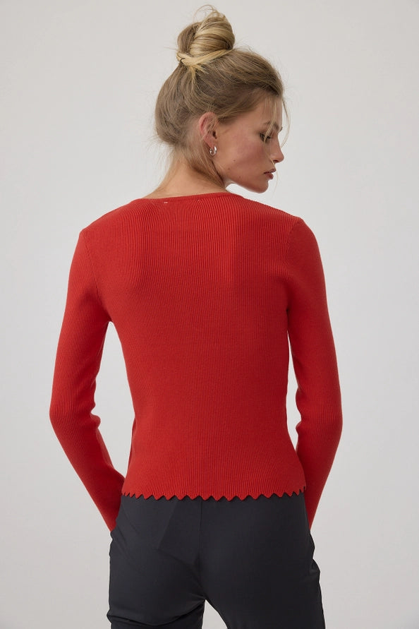Antonia Button Knit top red