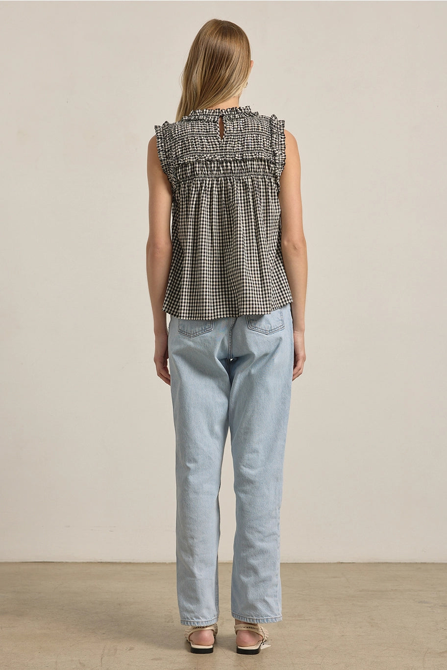 Elle Gingham Ruffle Blouse