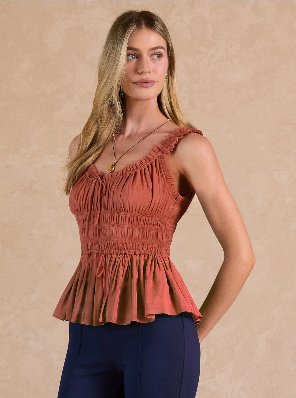 Maisie Ruffled Sweetheart Sleeveless Top