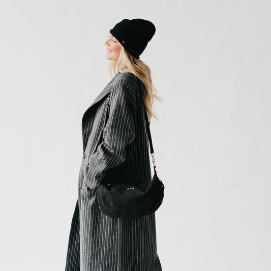 Suede Crossbody Handbag/Blk