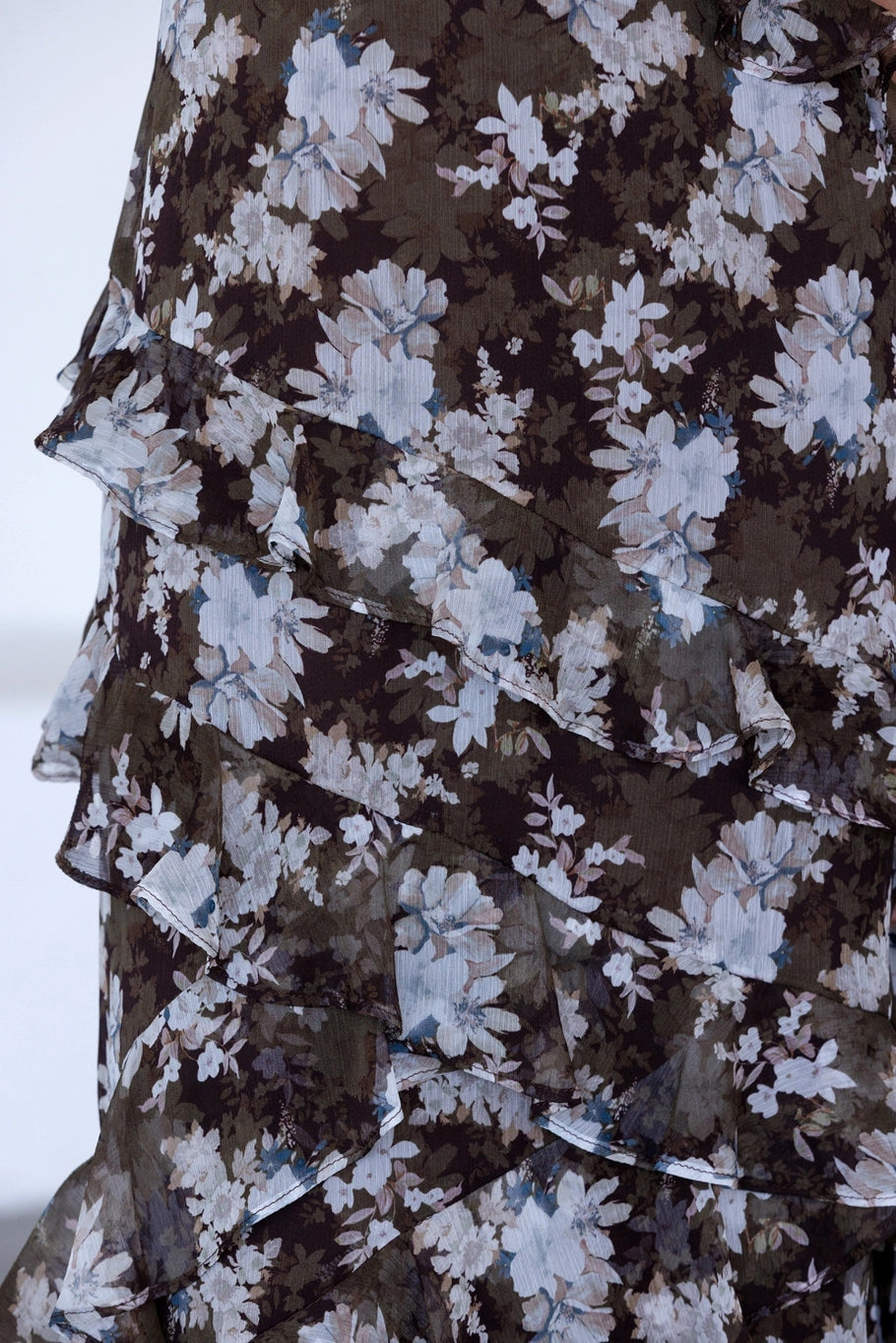 Bella Floral Ruffle Maxi Dress