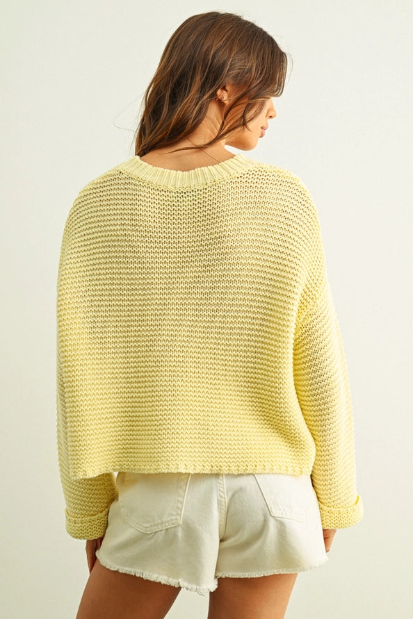 Nadia Light Weight Knit Sweater Top/Butter Yellow